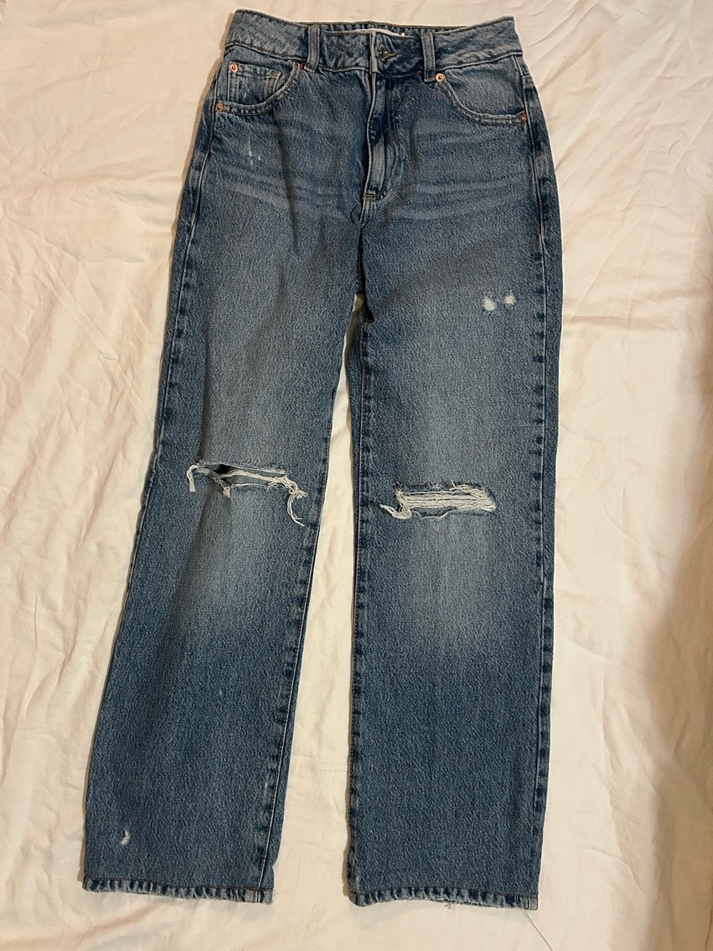 Garage Distressed Blue Straight-Leg Jeans